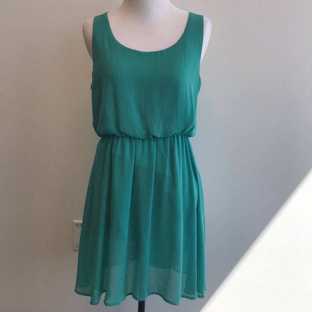 Nordstrom Lush chiffon teal dress